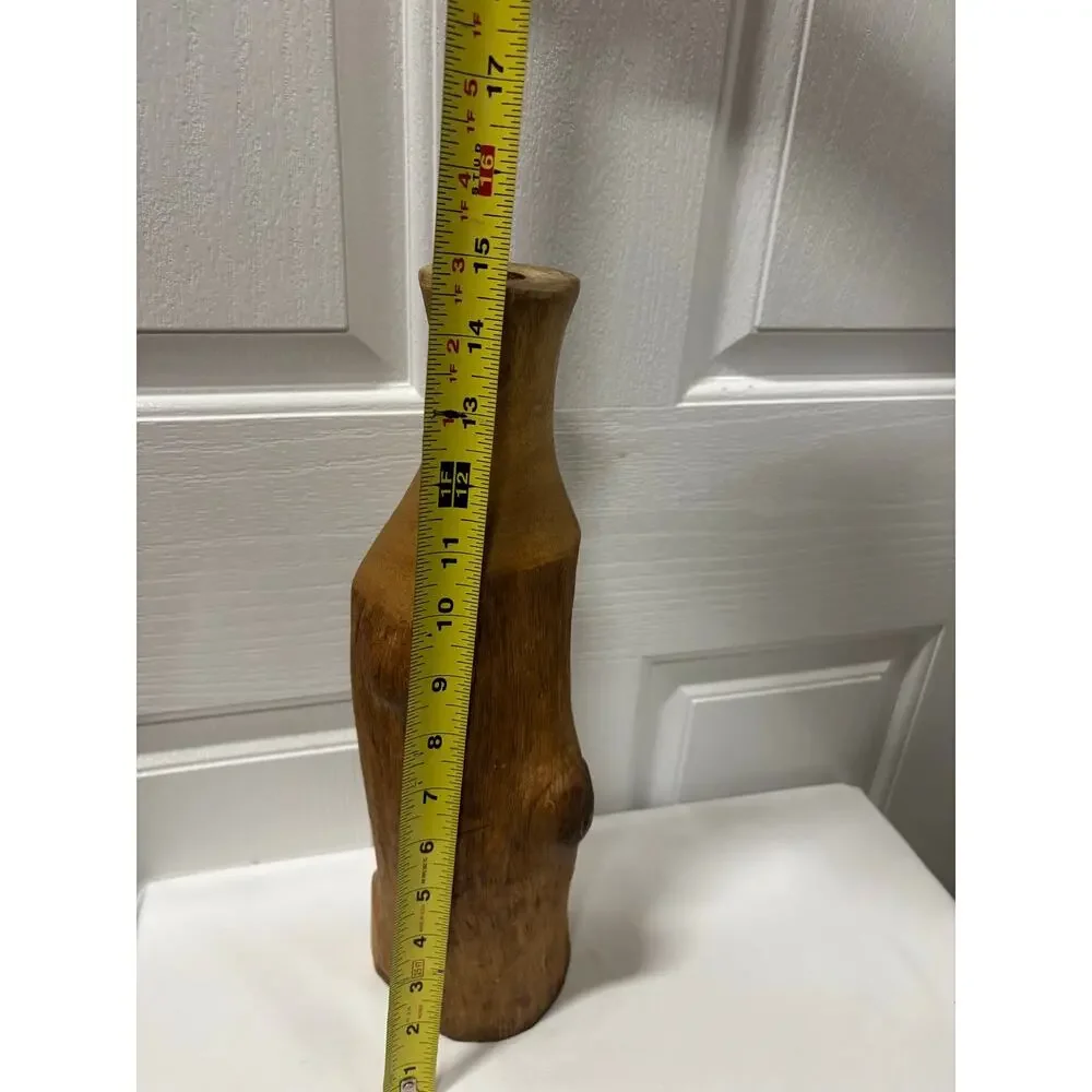 Hand Carved Wood Vessel Approx 15” Organic Modern Rustic Sculpture Decor